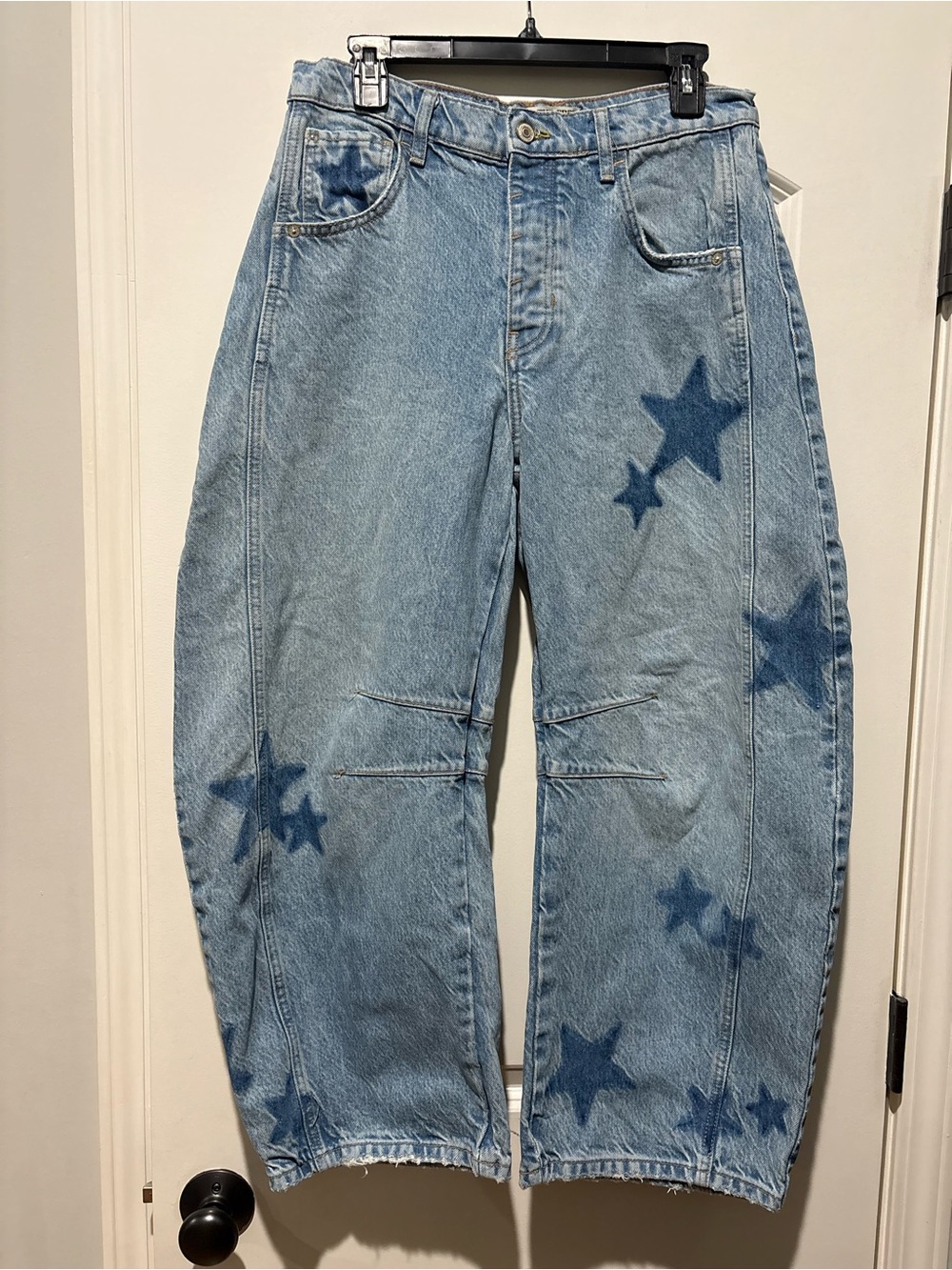 Free People We The Free Good Luck Shadow Star Barrel Jeans 27 Baggy - Picture 6 of 9